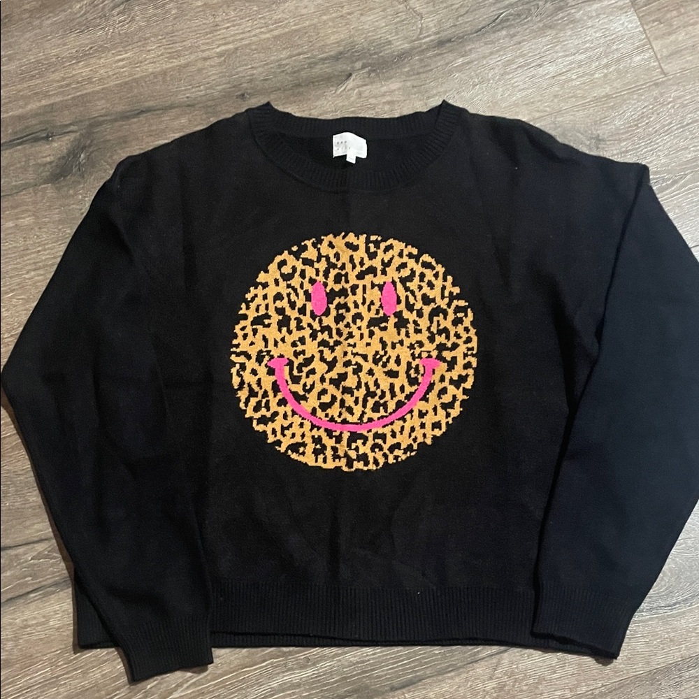 Bundle 4 for 20 Leopard Smiley Face Black Sweater
